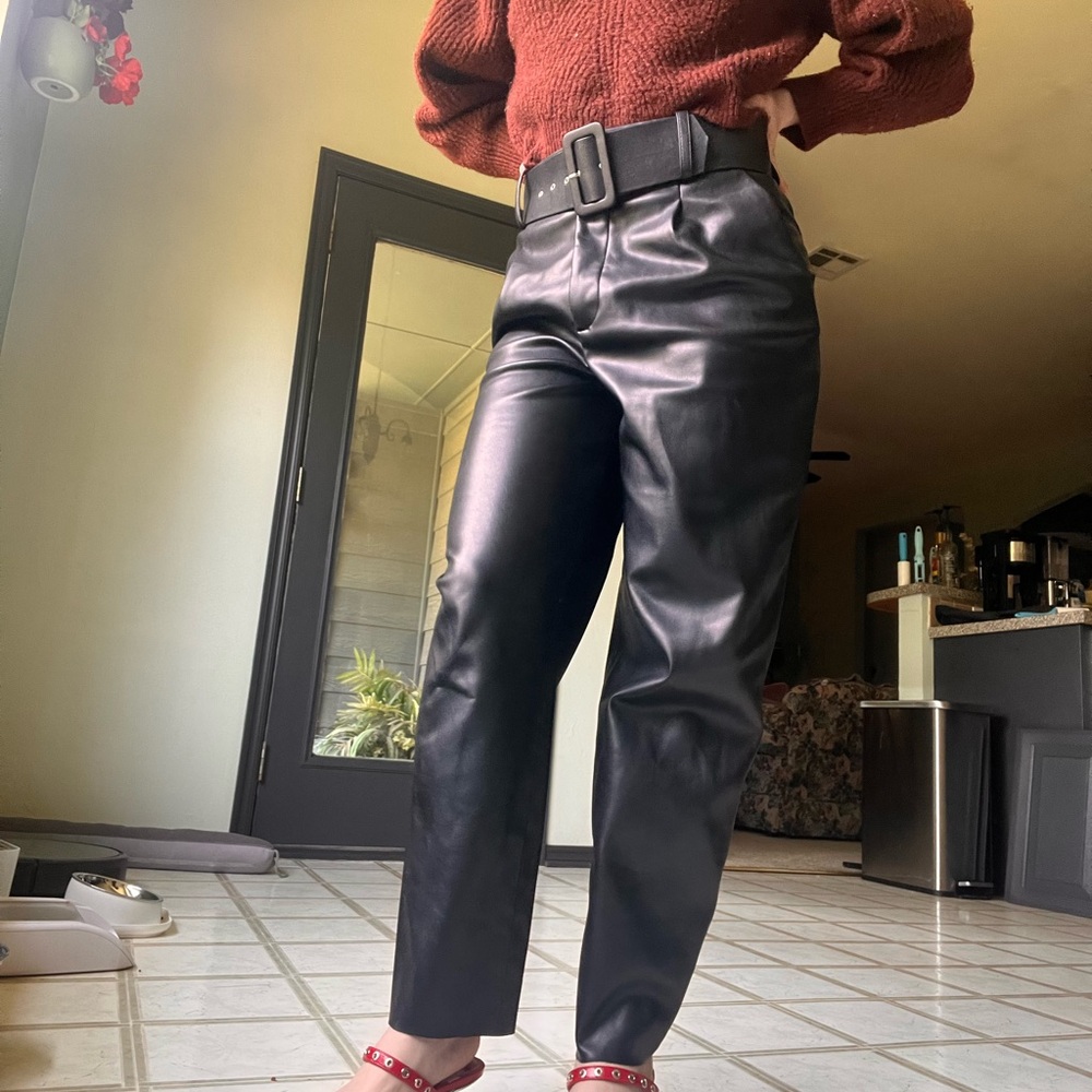 Zara Black Leather Trousers